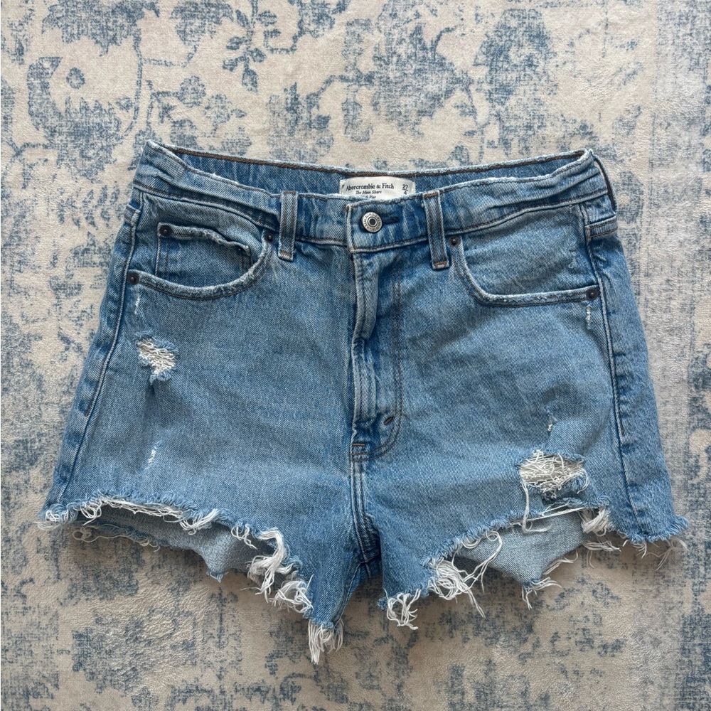 Abercrombie & Fitch Denim Blue Distressed Women Shorts